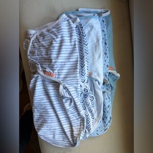 Bundle 5 small/med Blue and White Baby Swaddles